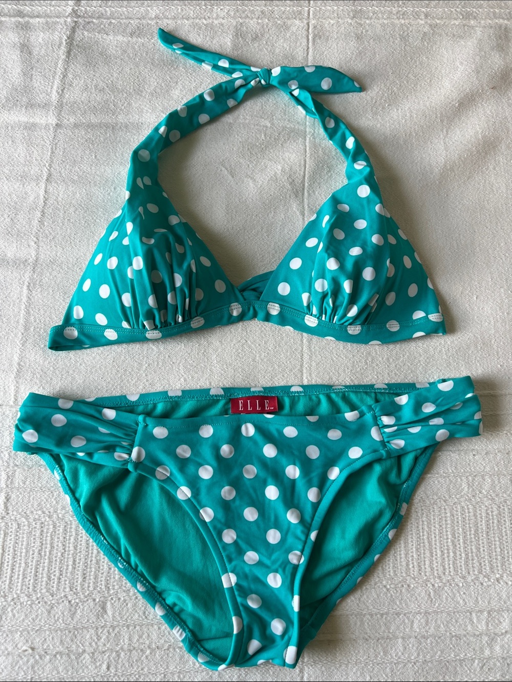 ELLE Women’s Teal Polka Dot Two-Piece Swim Set